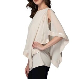 Joesph Ribkoff Cream Asymmetrical Tunic Sequined Blouse 2